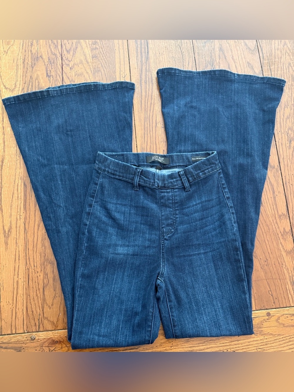 Judy Blue Dark Navy Blue Women's Jeans High Waist Wide Flare Pull-on Jeans 3/26